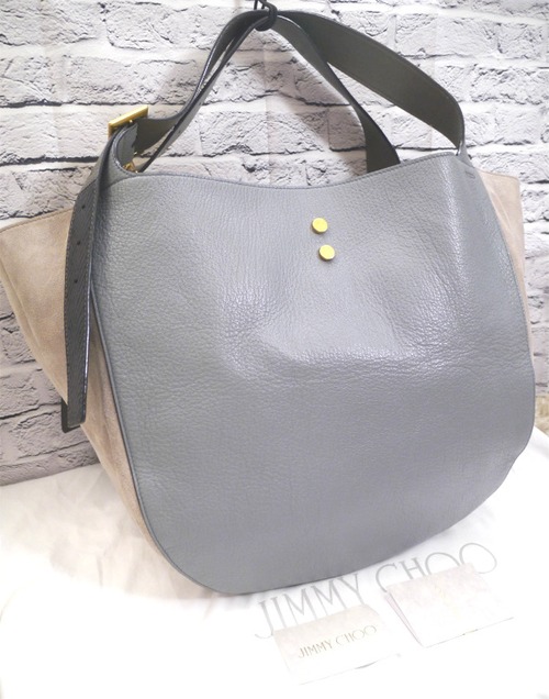 2018美品★JIMMY CHOOジミーチュウ HOBO パイソンダブルハンドル マルチカラー レザー トート バッグ★ 希少なマルチカラーの大容量モデル