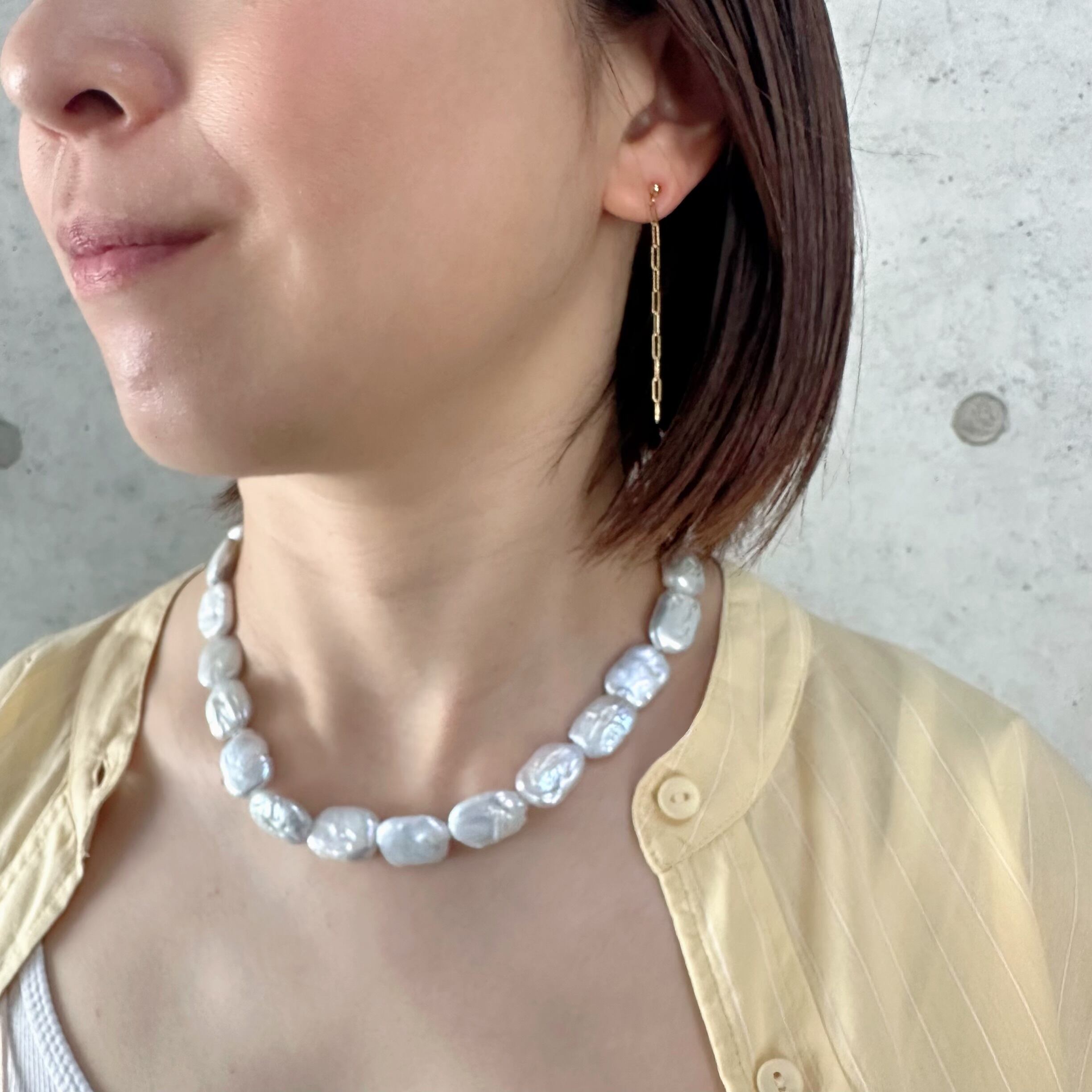 バロックパール ショートネックレス WH【14金GF】 | Kazaru-Kazaru 