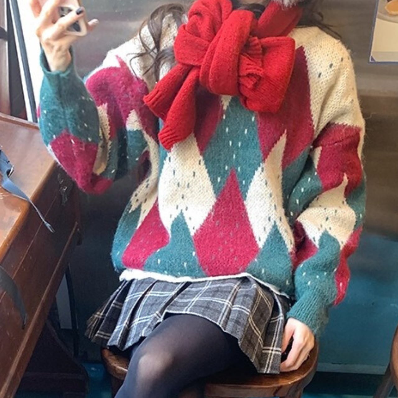 メリーアーガイルニット R01509