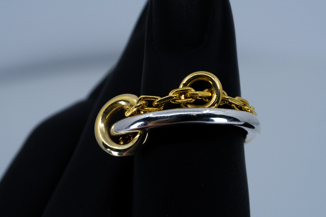 R-125 Chain combination ring(round wire)( 24K Gradient Gold Plated)