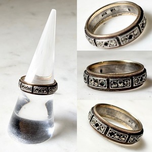 vintage silver × 9ct gold band ring