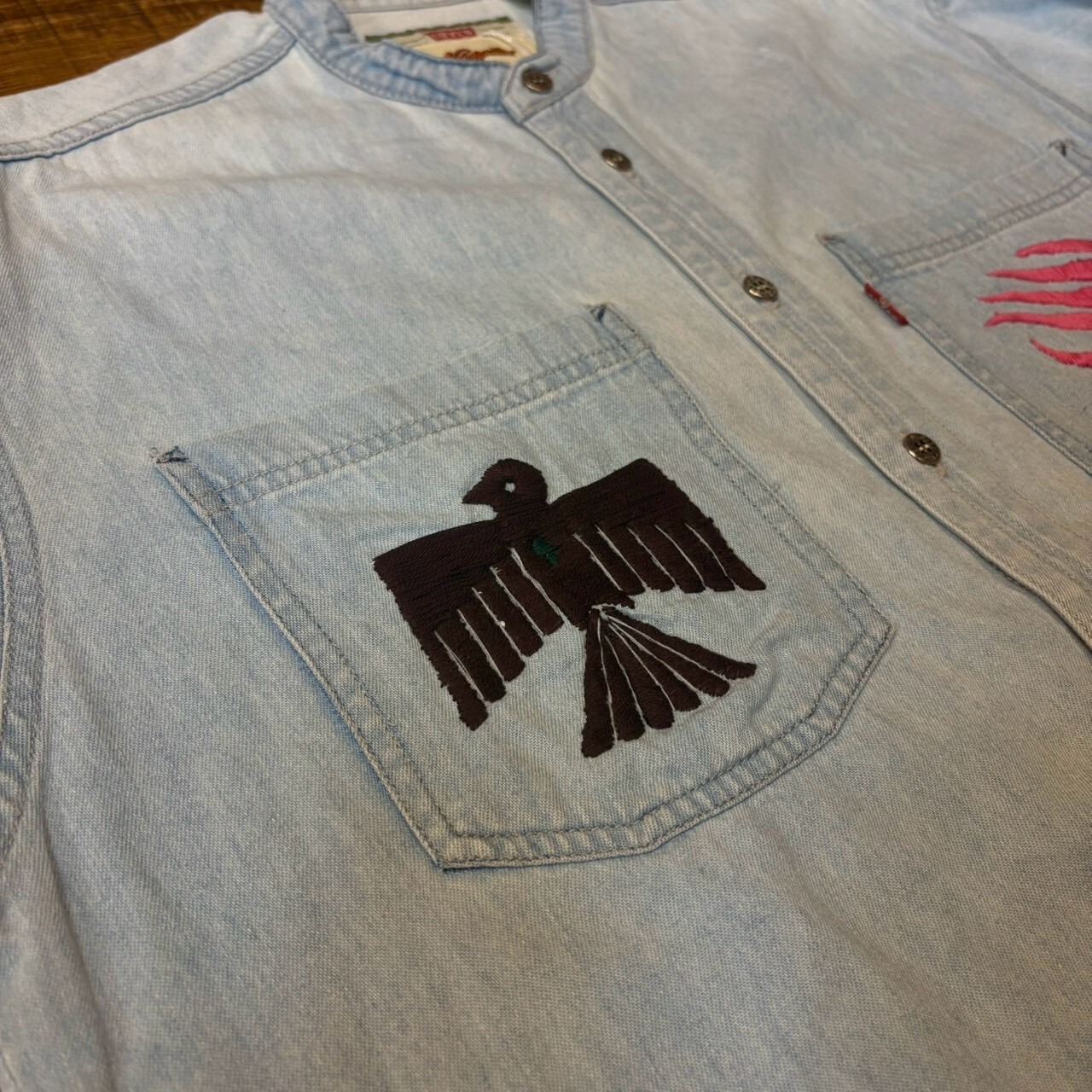 ナスングワム【Nasngwam】Indian motif Denim Shirt　Sサイズ - 3