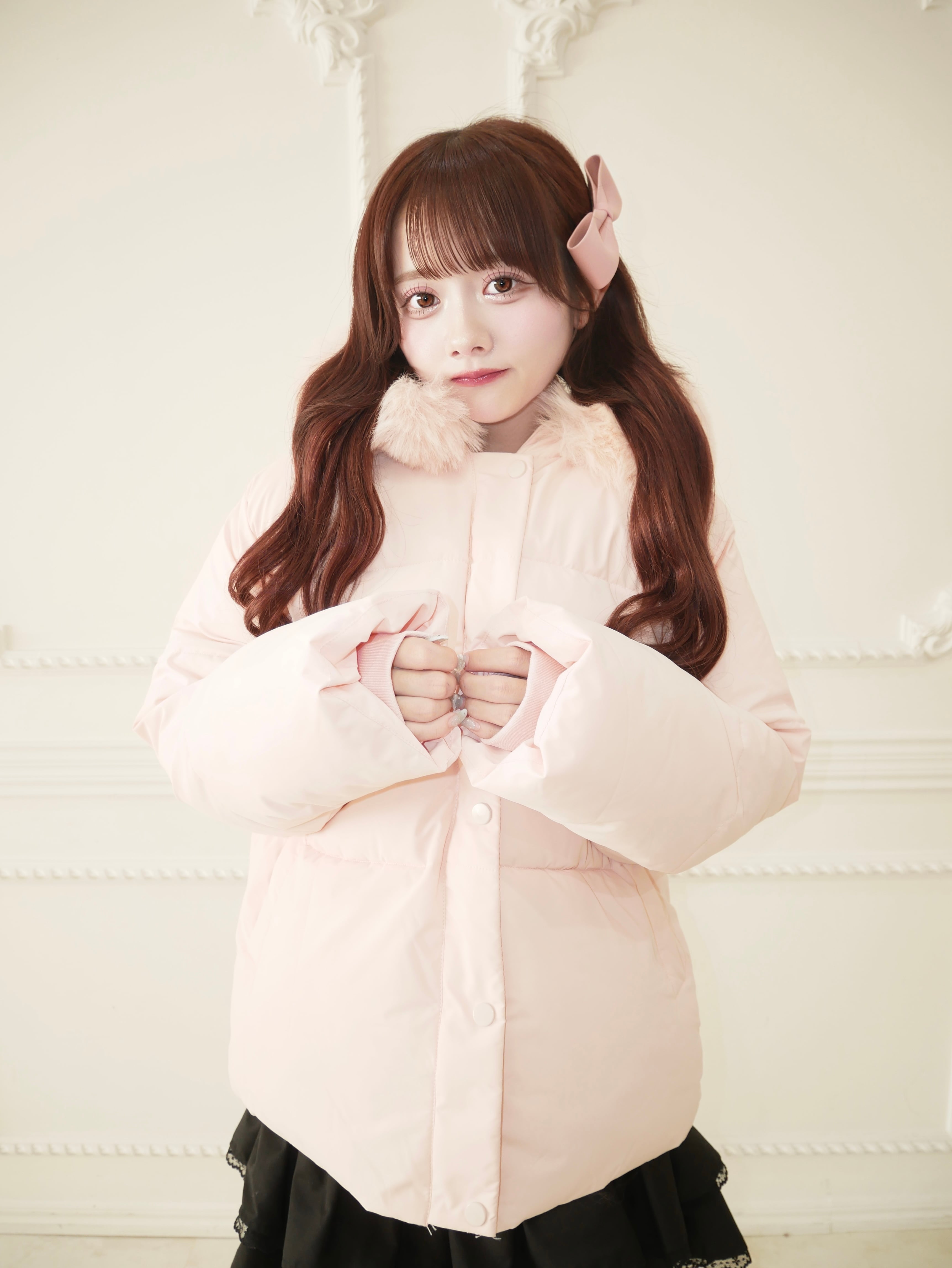 milky pink down jacket