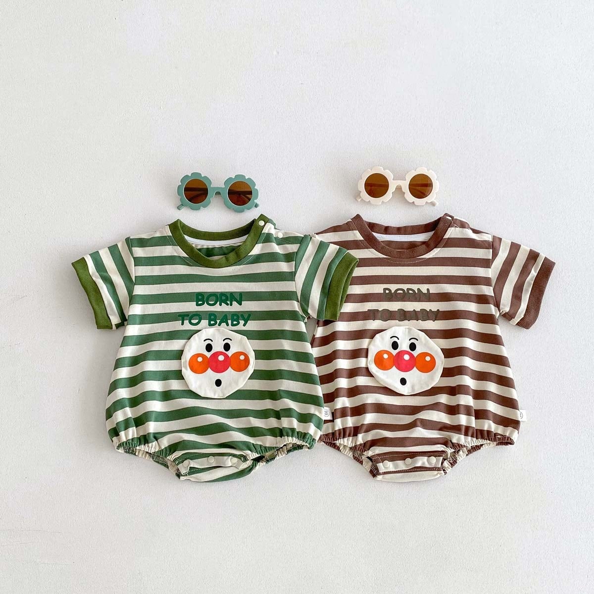 【BABY】夏新作 BORNボーダーロンパース