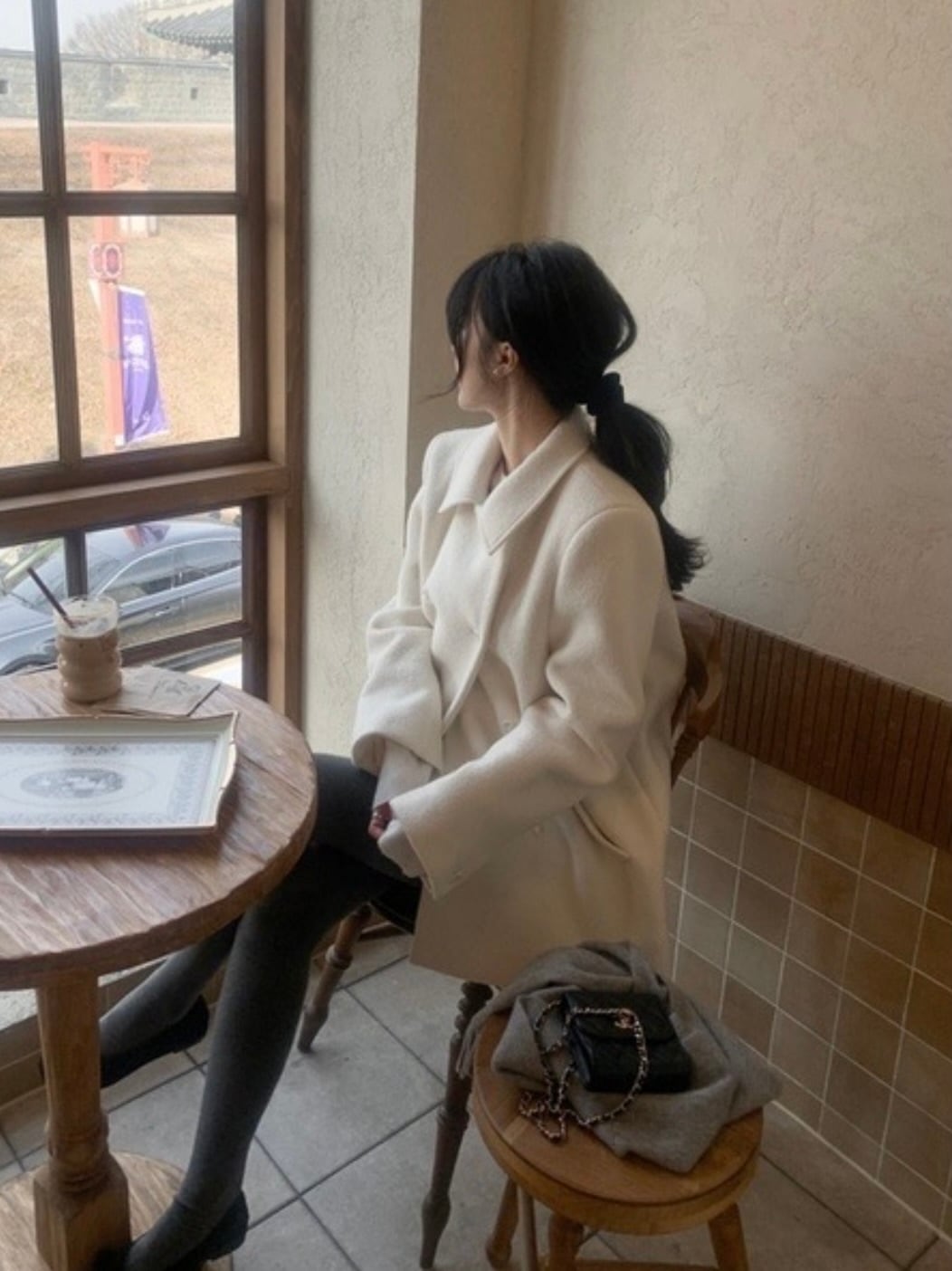 オフホワイトショートコート.1400