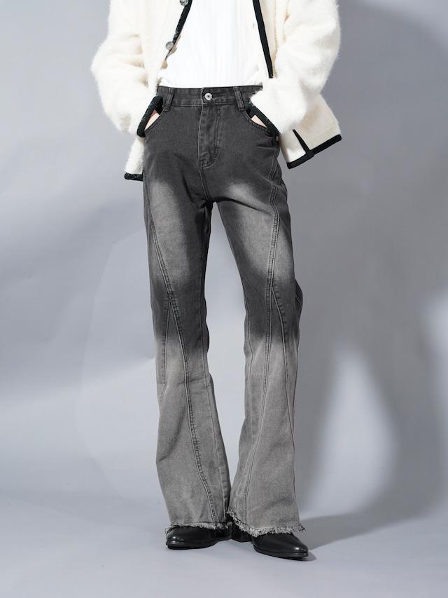 【ALUDE SELECT】two tone panel denim pants