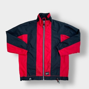 NIKE 90s 白タグ ナイロンジャケット ジャンパー フルジップ バイカラー バックロゴ ビッグロゴ スウッシュ ビンテージ ナイキ S US古着