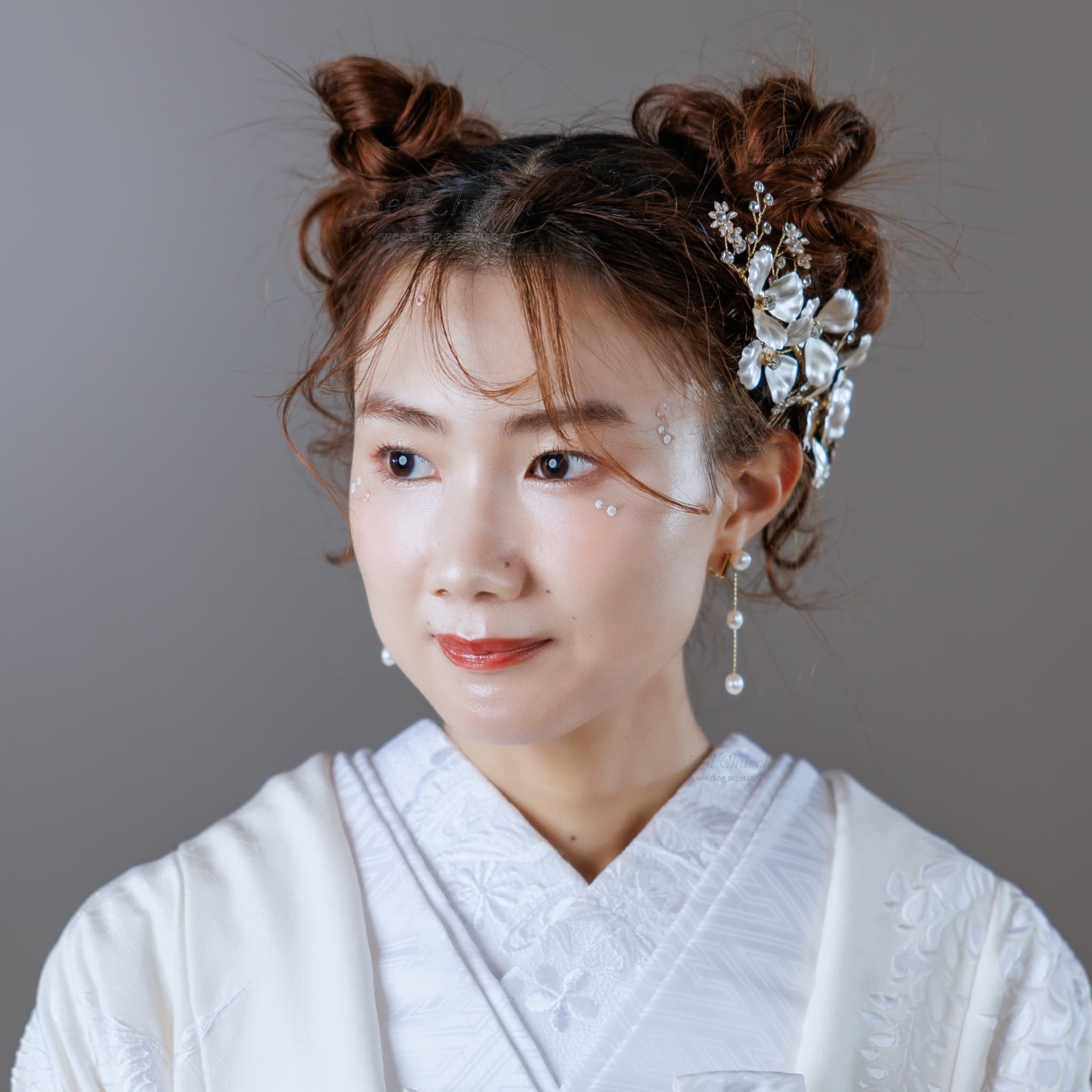 ヘッドドレス お花モチーフ ビジュー アンティークシルバー(BC-H40