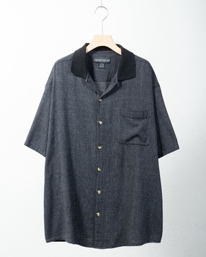 knit collar slub cotton shirt