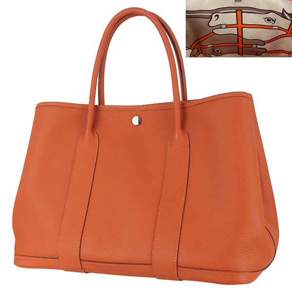 Used HERMES エルメス ガーデンパーティ 36 PM ヴァッシュカントリー フー スティープル カドリージュ ハンドバッグ トートバッグ 超美品