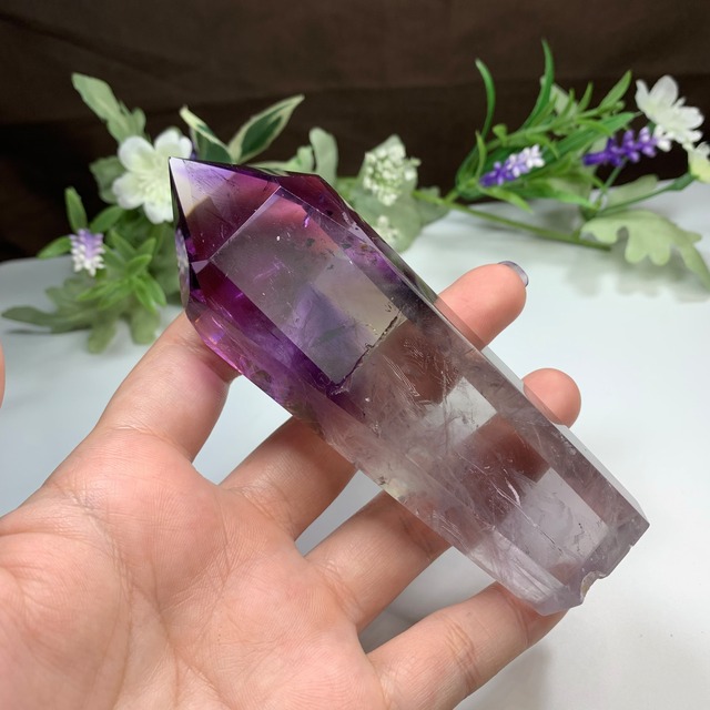 2.(訳)超透明！希少☆ロマネシュ鉱入り・色合い美麗☆アメジスト ポイント