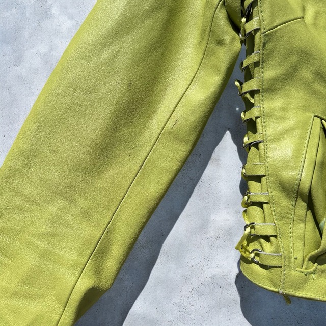 【LADIES】laceup double zip leather jacket