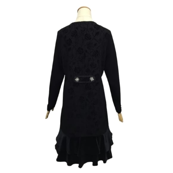 スーパービューティー ワンピース フロッキープリント 裾フリル ベロア