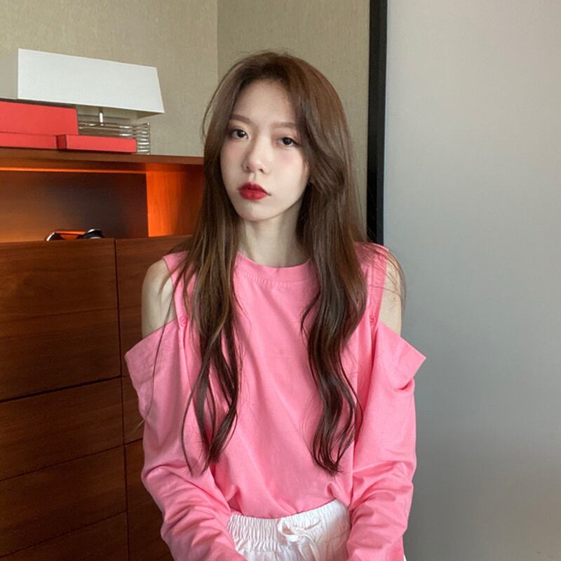 スタイルTシャツ スプリングストラップレスラウンドネックトップス ロング 春物 Oネック スーパーモール15817747996