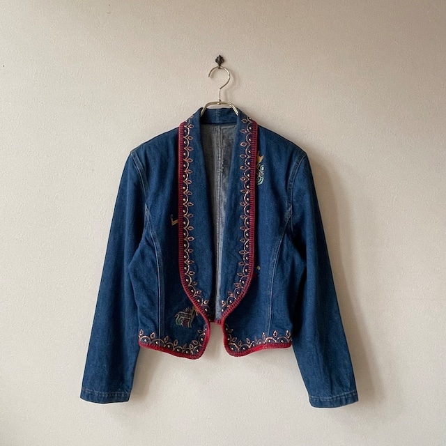 1980〜90s Denim Embroidery Short Jackets  W39