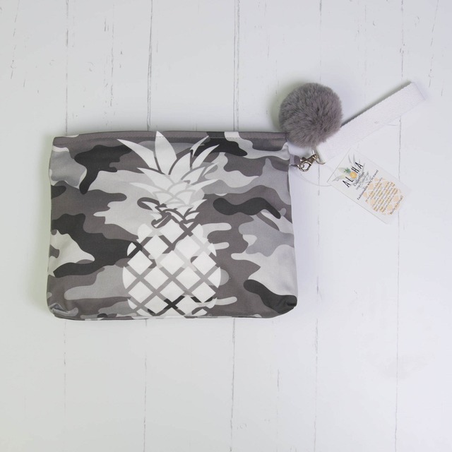 クラッチバッグ（防水裏地付き）Waterproof Comofulage Gray Pom