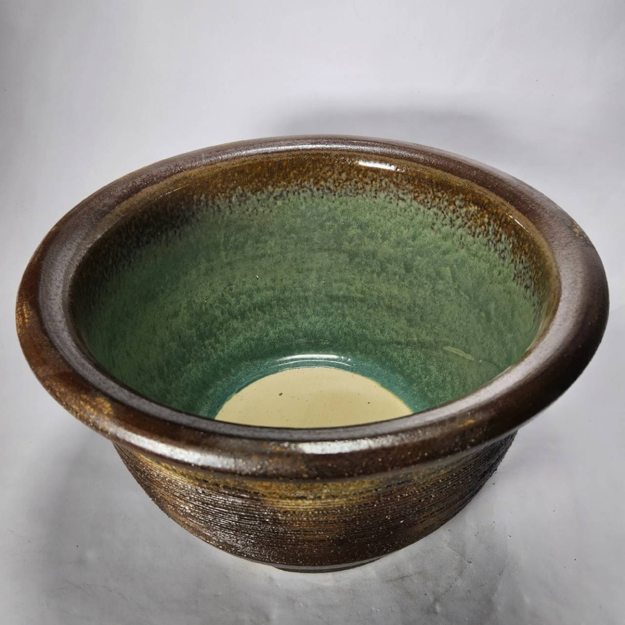 窯肌櫛目水鉢 15号／睡蓮鉢（信楽焼き・陶器・水鉢・めだか鉢・メダカ