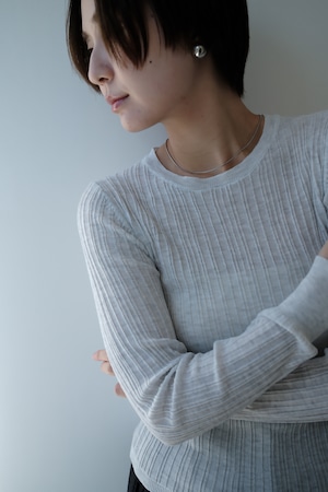 Sheer Random Rib Knit シアーランダムリブニット Oatmeal