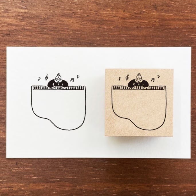 スタンプマルシェ マールちゃん・フレームスタンプL ピアノ はんこ SM02