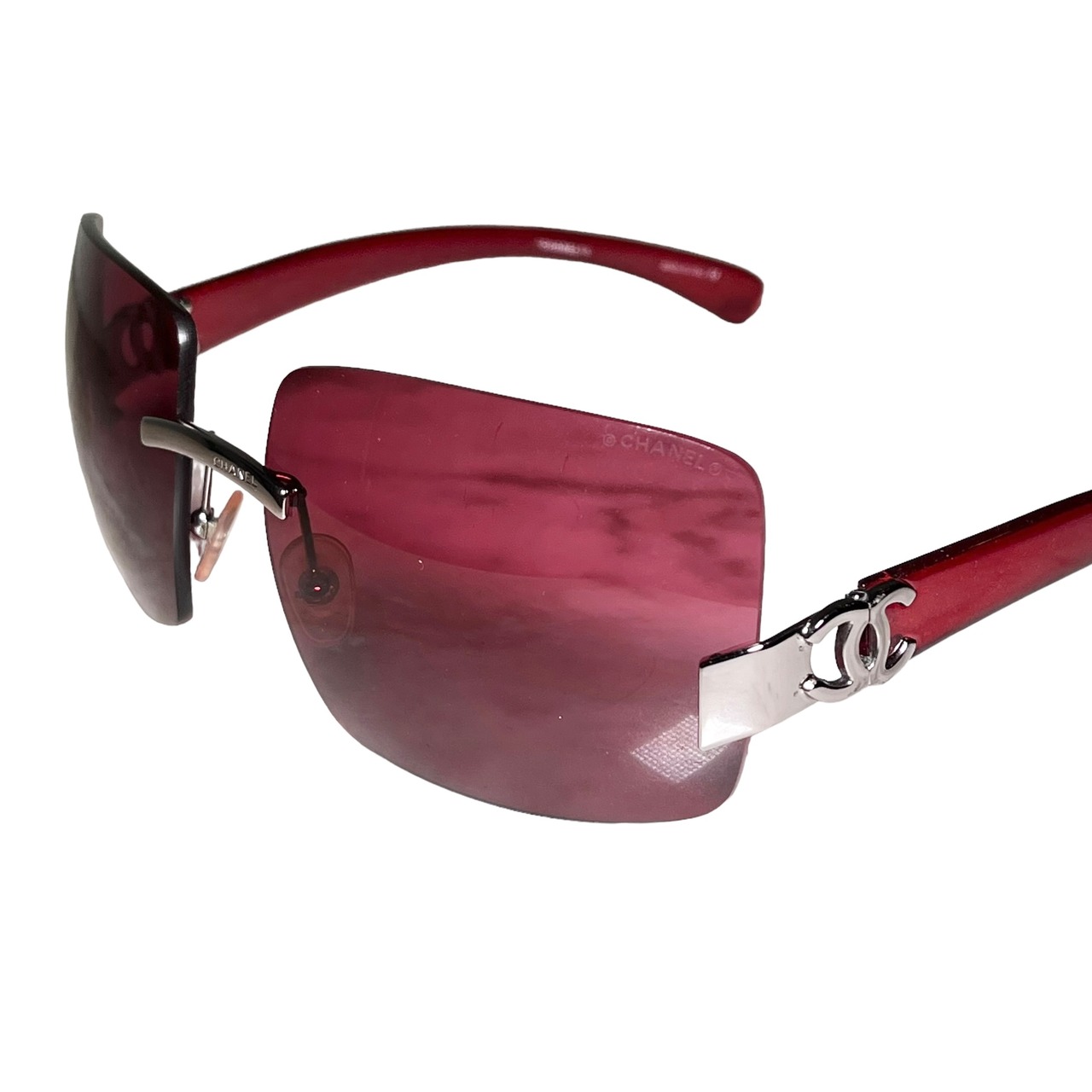 CHANEL square lens rimless glasses