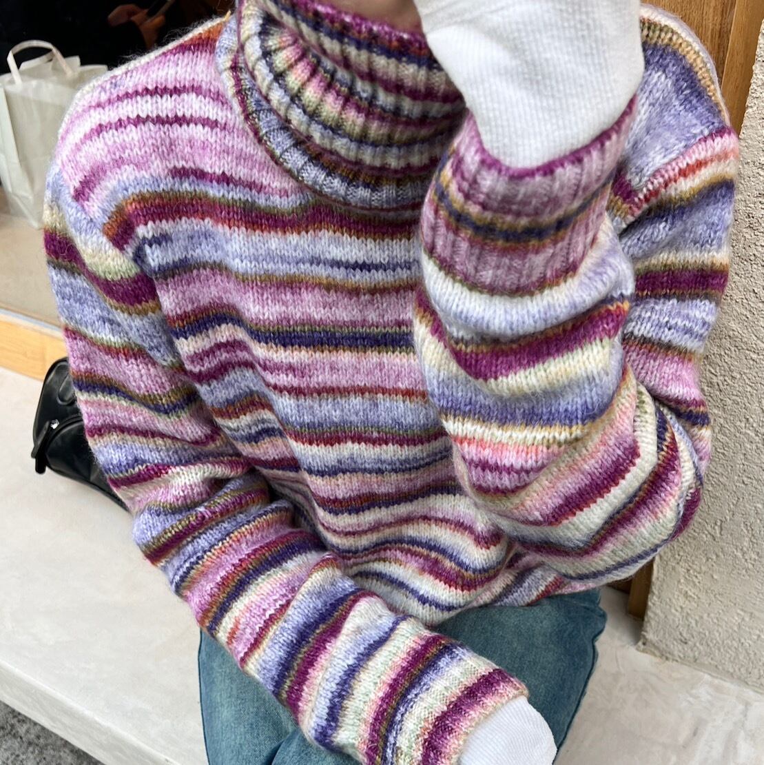 マルチボーダーニットタートルネック_LN01825