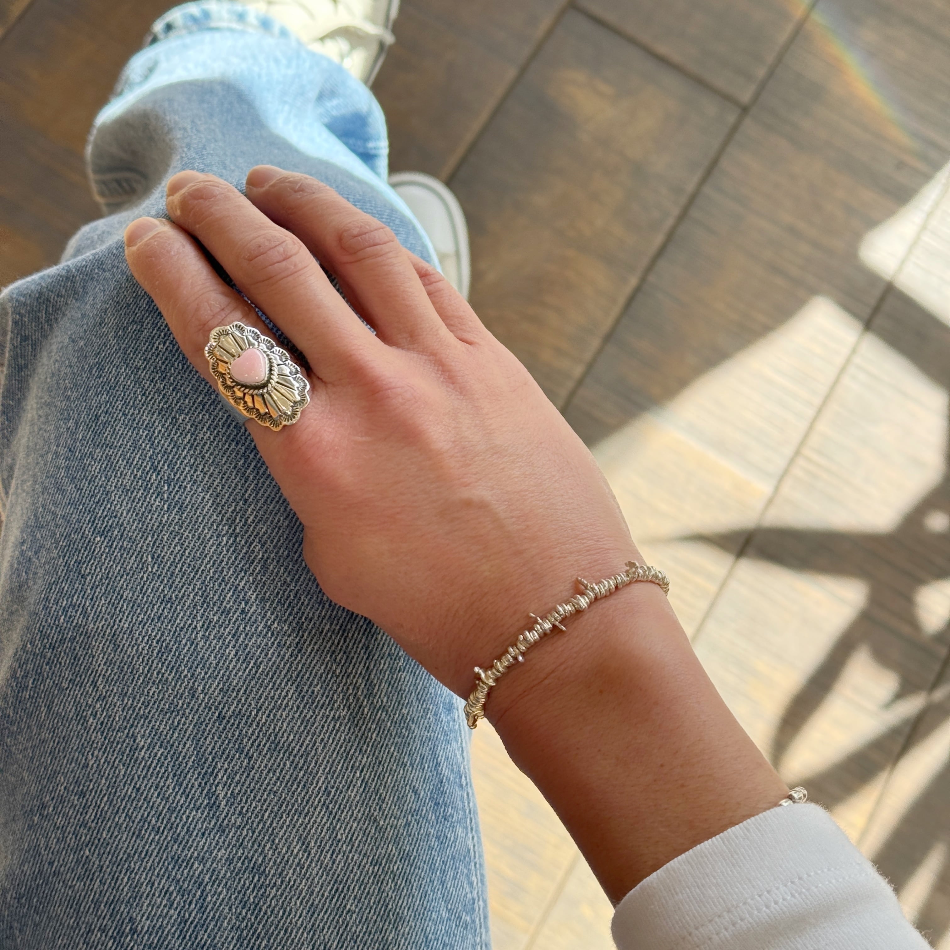 Indian Jewelry】ハート コンクシェル フリーサイズ リング 指輪