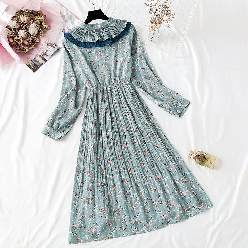 花柄 ワンピース レディース 花柄 ロングワンピース 長袖 花柄 ワンピース ロング 小花柄 ワンピース ワンピース 花柄 シフォン ロングワンピース 花柄のワンピース フリル シフォン ワンピース ロング ミモレ丈 ロング丈 ワンピース 半袖 春新作 春 春服 新作 P8162