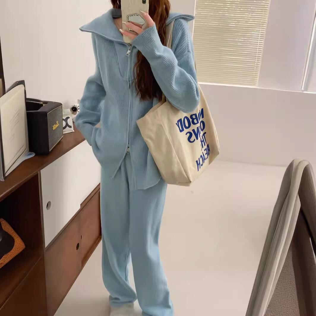 【set】ニットセーター×ワイドパンツセット M26007