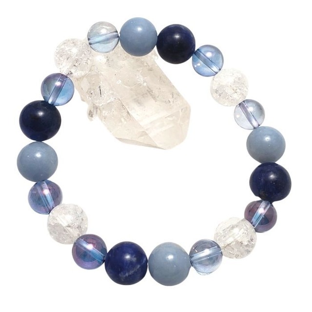 パワーストーン ブレスレット ソーダライトエンジェライト コスモオーラ レインボークォーツ クラック水晶 天然石 おしゃれ 涼しげ アクセサリー ハンドメイド 青 ブルー プレゼント ギフトパワーストーン ブレス ギフト 送料無料