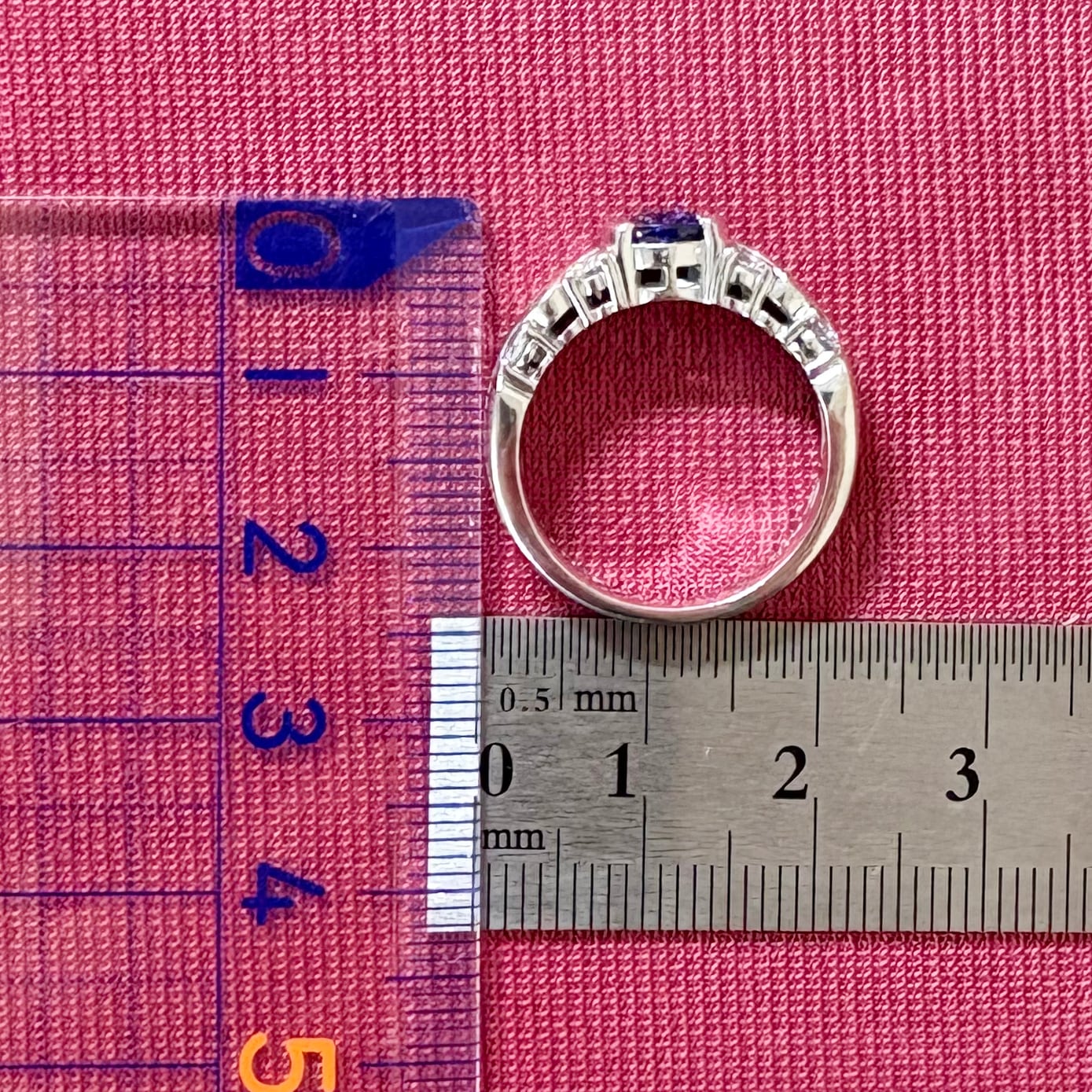 サファイア ダイヤモンド リング Pt900 ヴィンテージ モダンデザイン