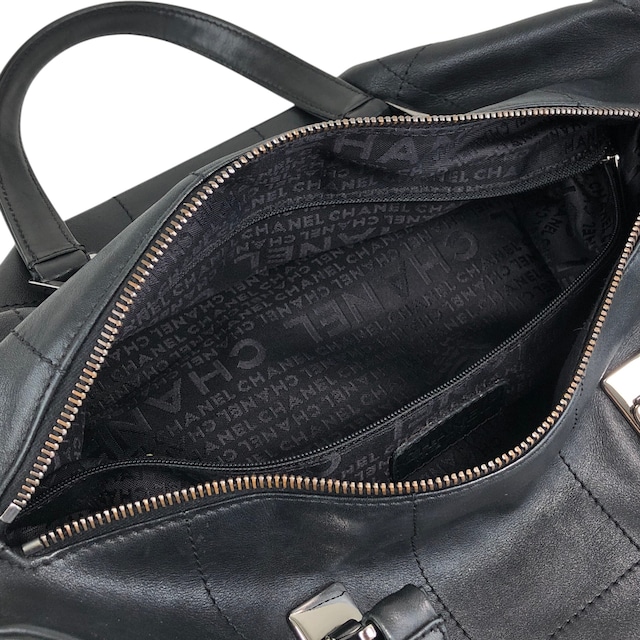 CHANEL シャネル チョコバー ハンドバッグ ブラック レザー ミニボストン vintage ヴィンテージ オールド 6yfva8