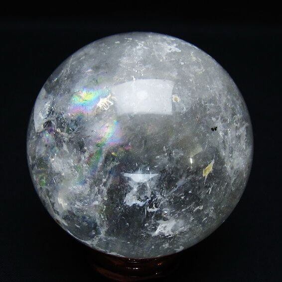 水晶 丸玉 虹入り 68mm スフィア 置物 水晶玉 一点物 151-8710