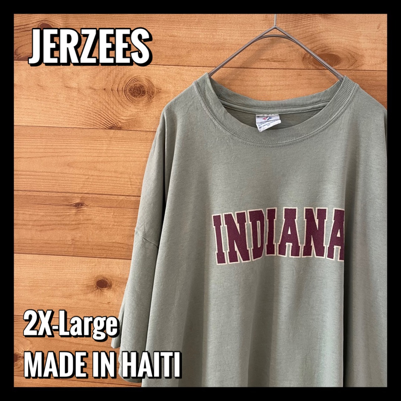 【JERZEES】INDIANA カレッジ風 ロゴ プリント Tシャツ 2XL オーバーサイズ US古着 アメリカ古着