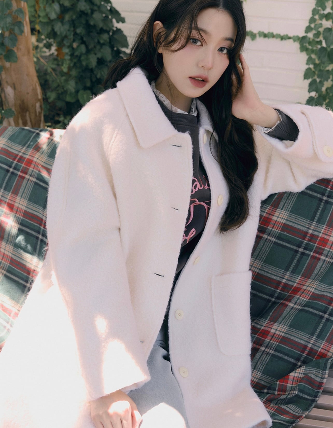 ROLAROLA DUFFLE HALF COAT IVORY 韓国アイドル着用 🐇 iveのウォニョンちゃんが着てて可愛すぎて気になってた @rolarola