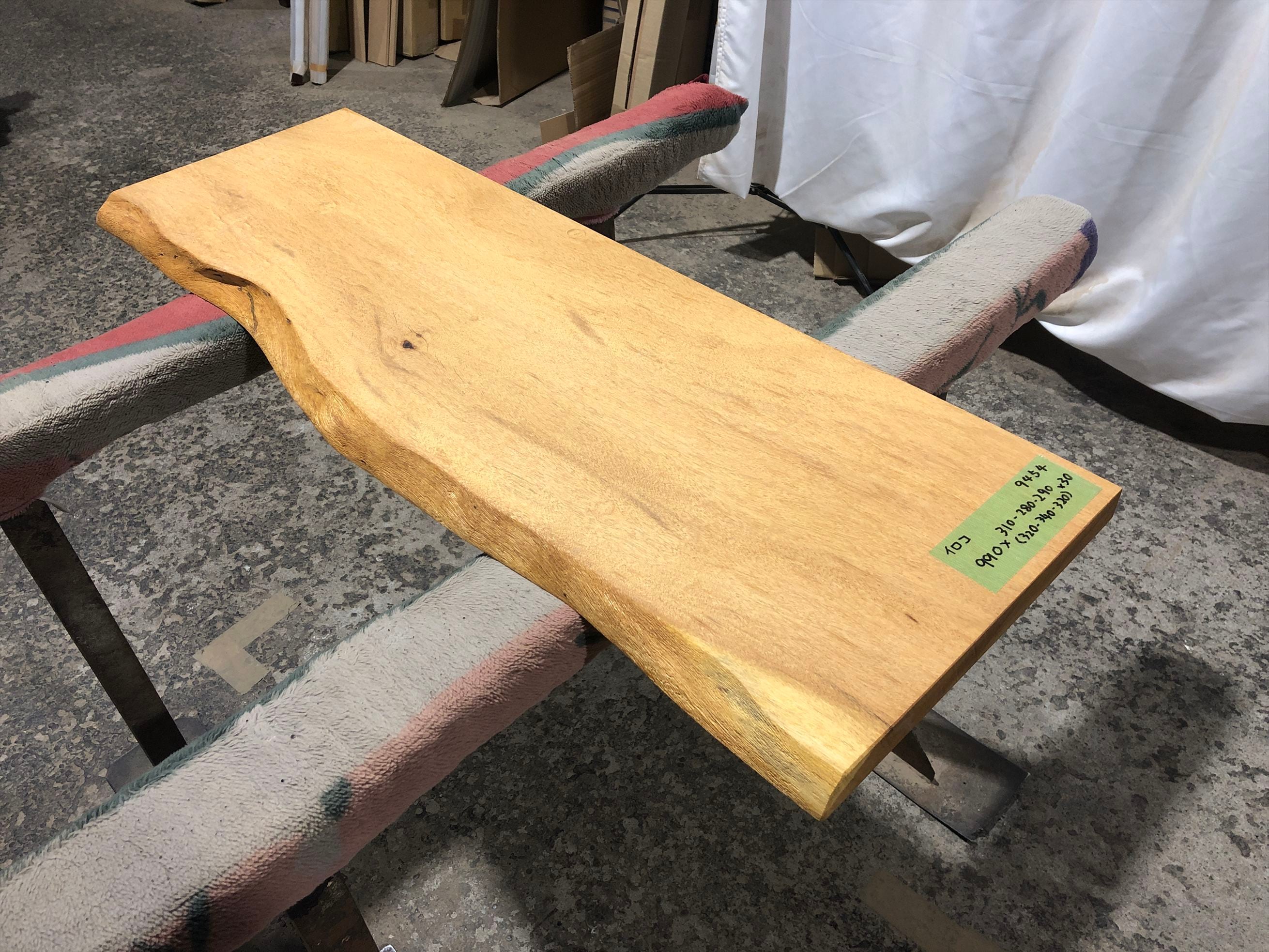 イロコ9454 アフリカンチーク 一枚板無垢 乾燥材 990x310-280-290x30mm カウンター センターテーブル ダイニングテーブル