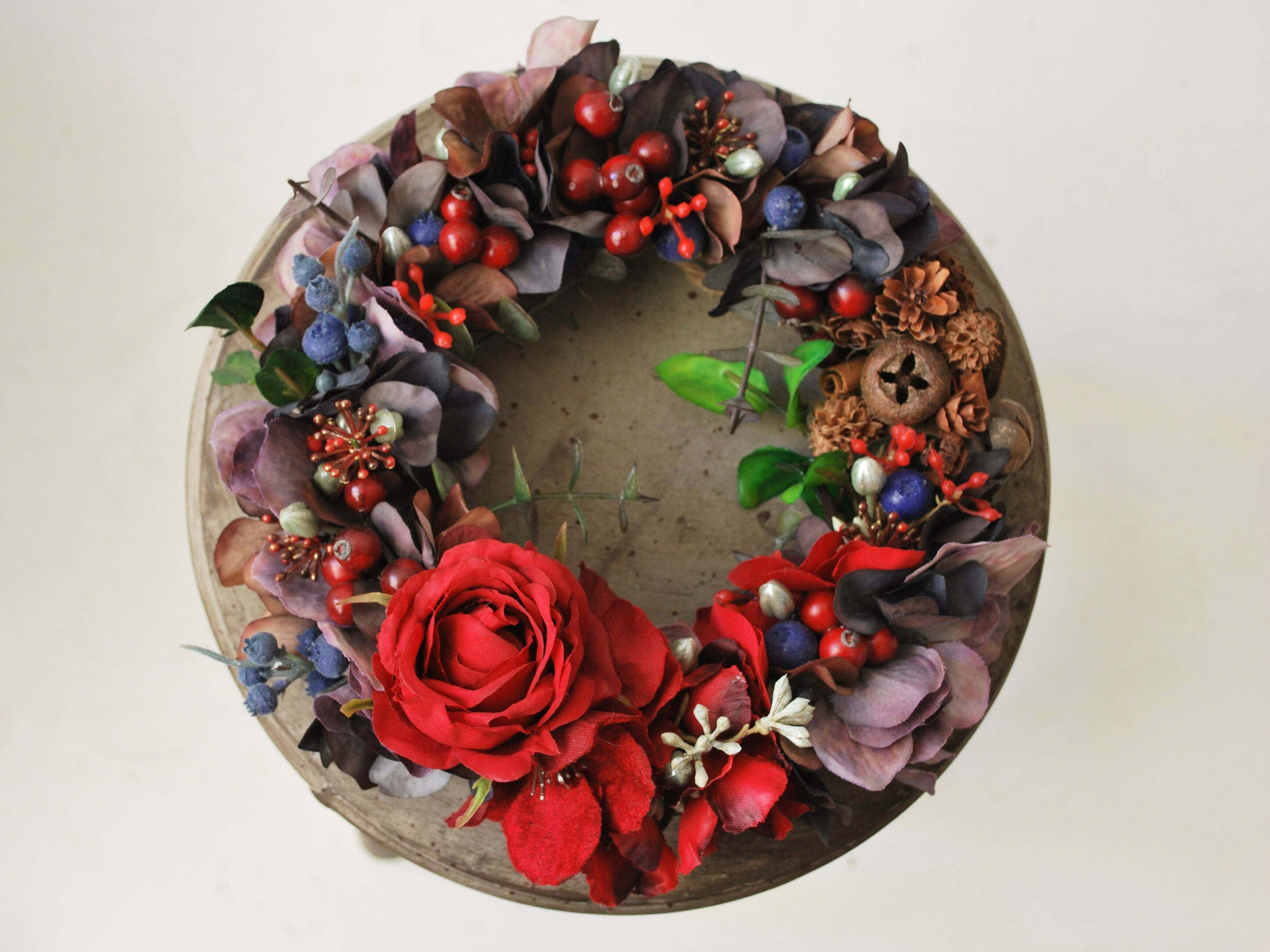 バラとベリーと小花の深色豪華大リース♪♪☆* バラとベリーと小花の深色豪華大リース♪♪☆* 【公式通販】