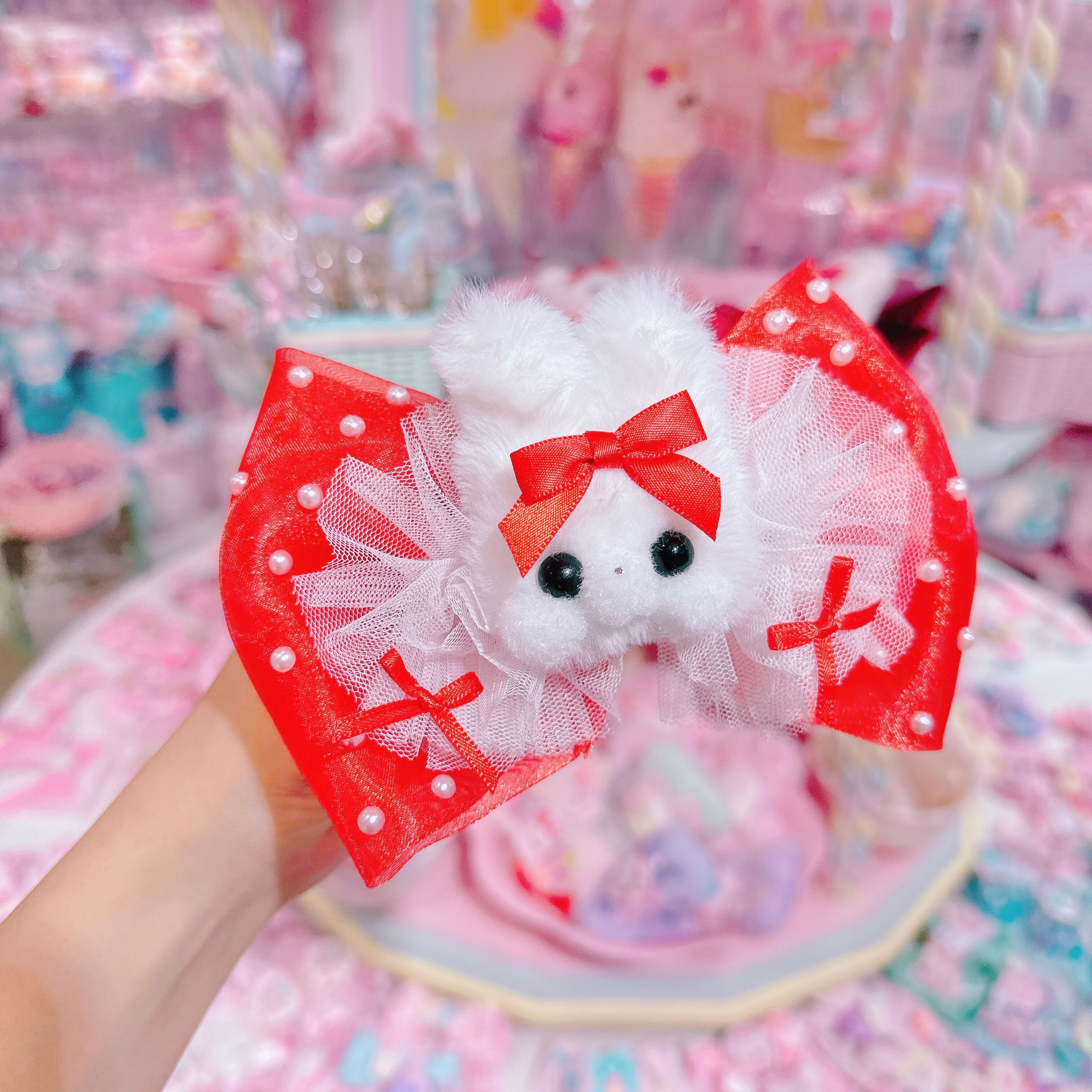 【G6】41-15モグモグちゃんシフォンフリルヘアクリップ