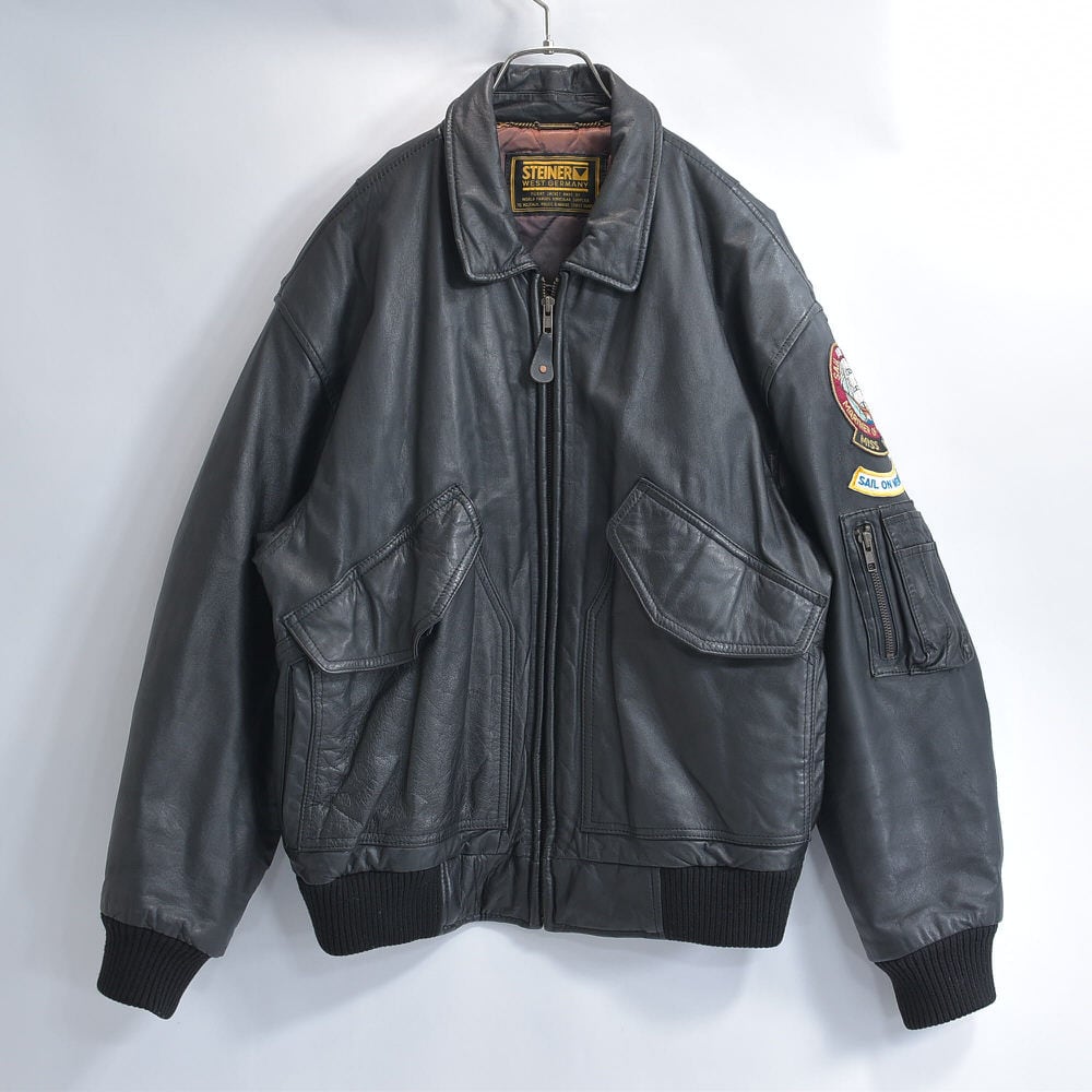 80s～ Steinerシュタイナー ブラックレザー ボンバージャケット