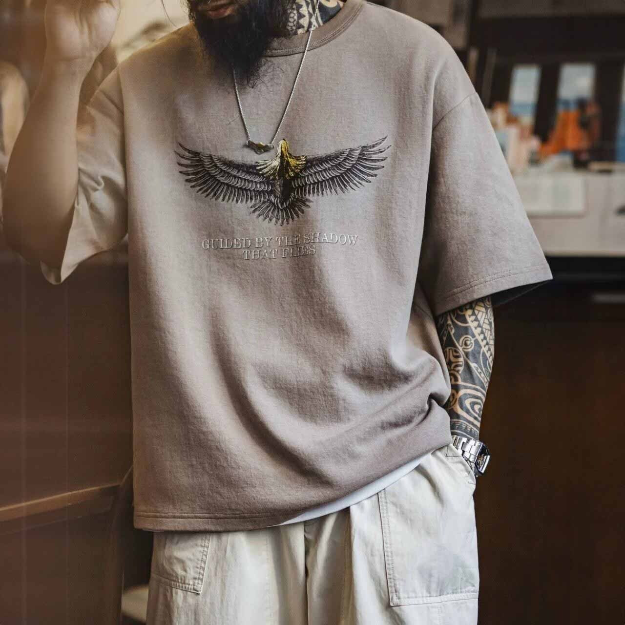 ヴィンテージライクイーグルグラフィックオーバーTシャツ 1col   A00200