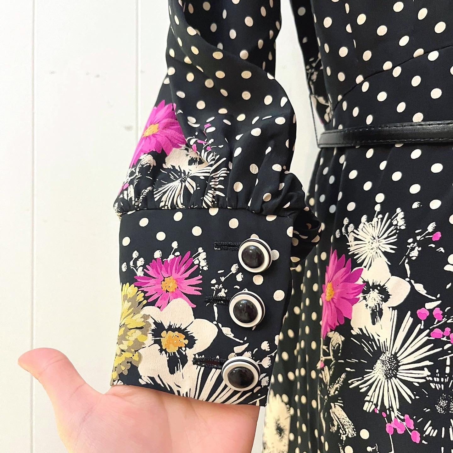 rétro flower white dot flare one-piece