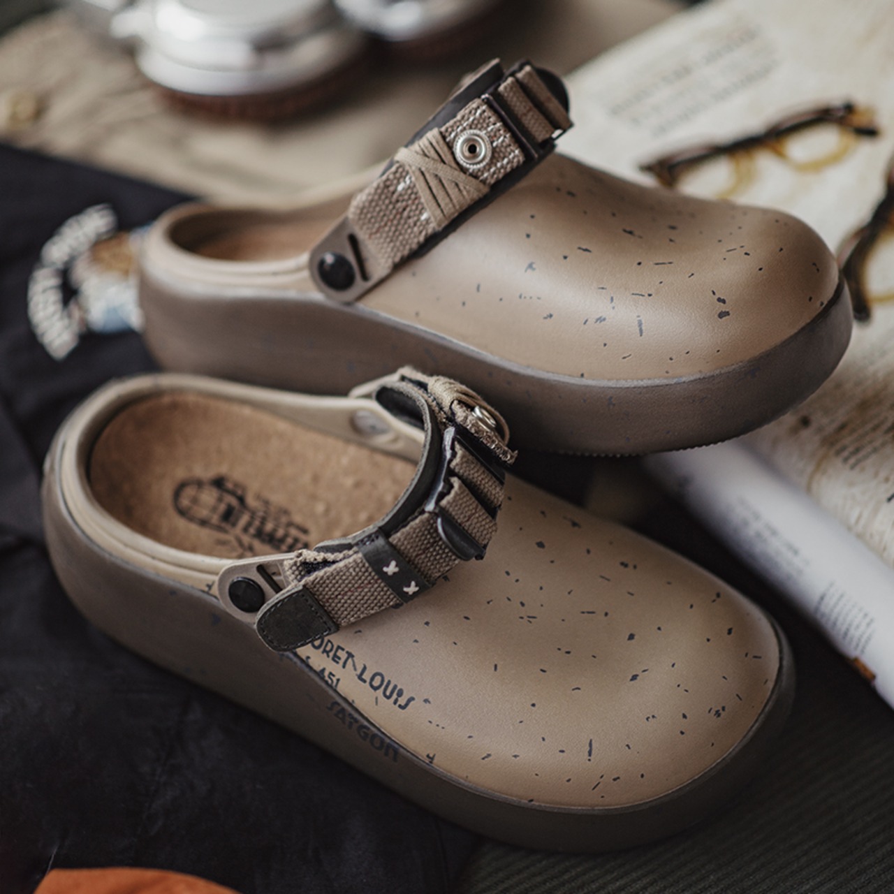 Brown Back Strap Clog Sandal Shoes/ ブラウン バックストラップ クロッグ サンダル シューズ