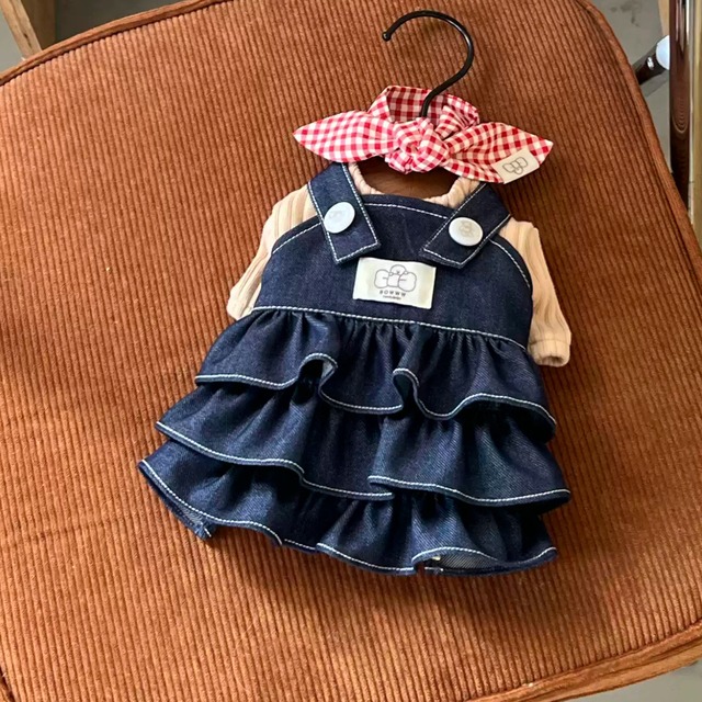 BOWWW　デニムオーバーオールスカート& スカーフ♡0162