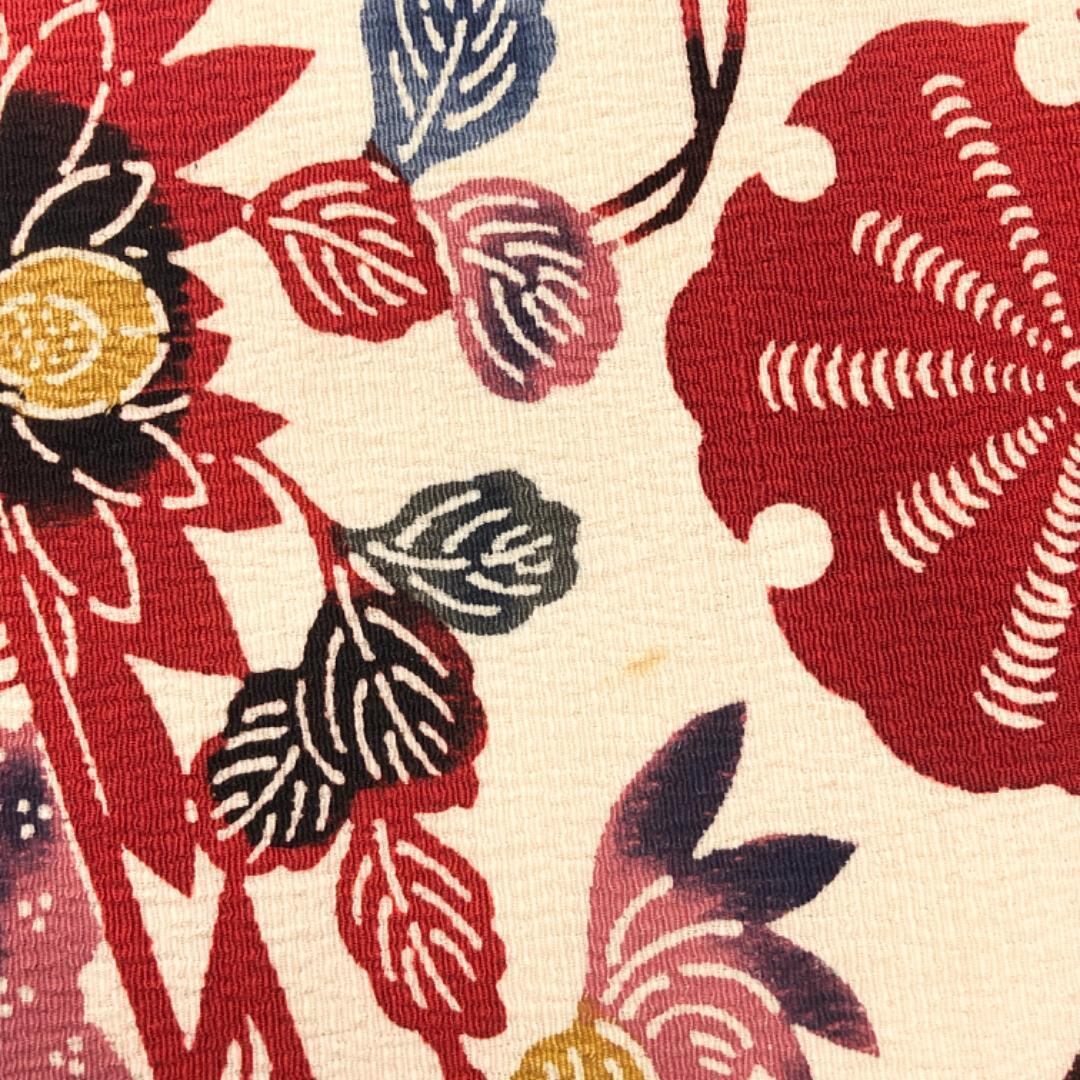 名古屋帯 型染 松皮菱 花模様 生成色 縮緬 O-5465 名古屋帯 型染 松皮菱 花模様 生成色 縮緬 O-5465 着物 きもの