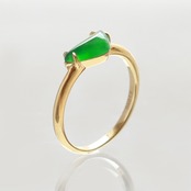 フォレストグリーン翡翠 K10YG forest green jadeite ring A貨翡翠 jd_rg1862