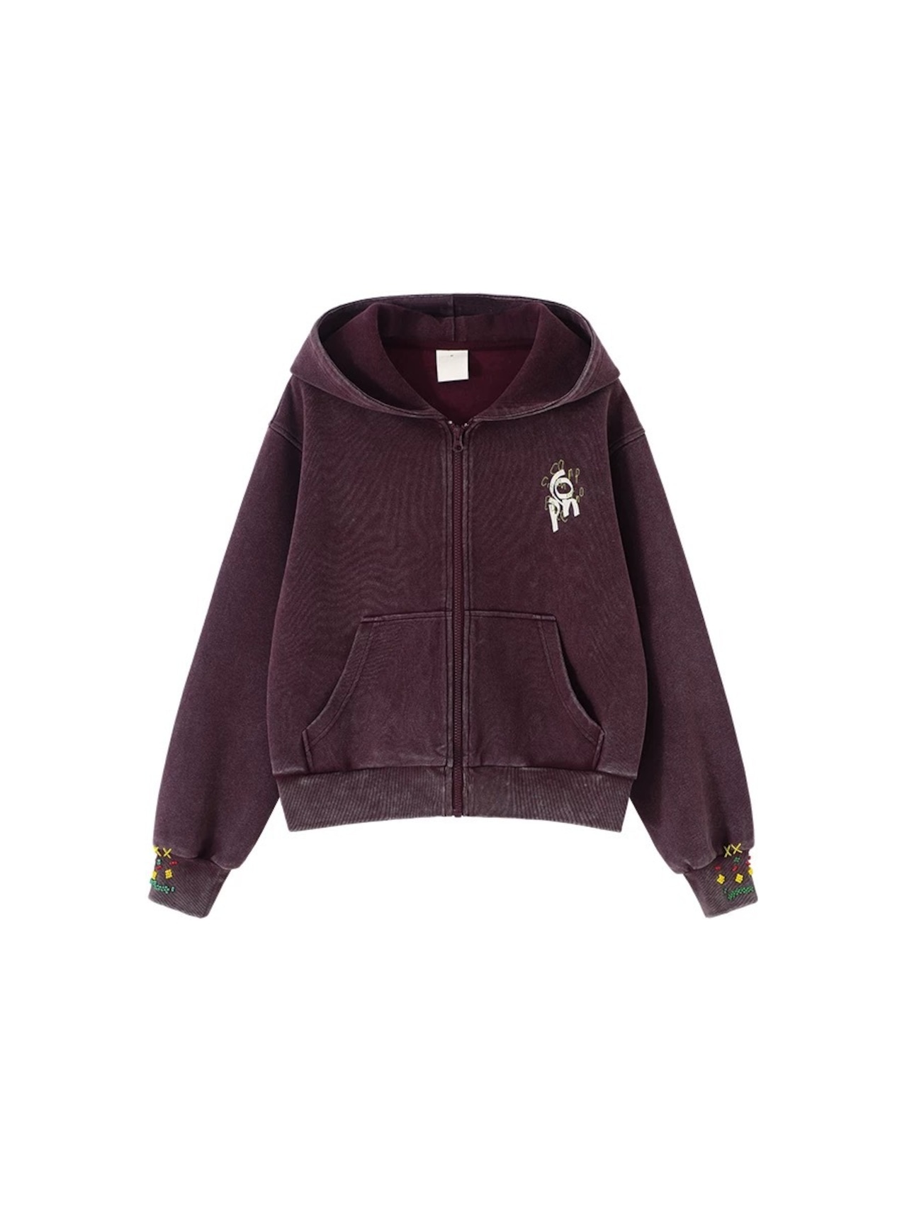 CONP BEADED EMBROIDERY ZIP HOODIE