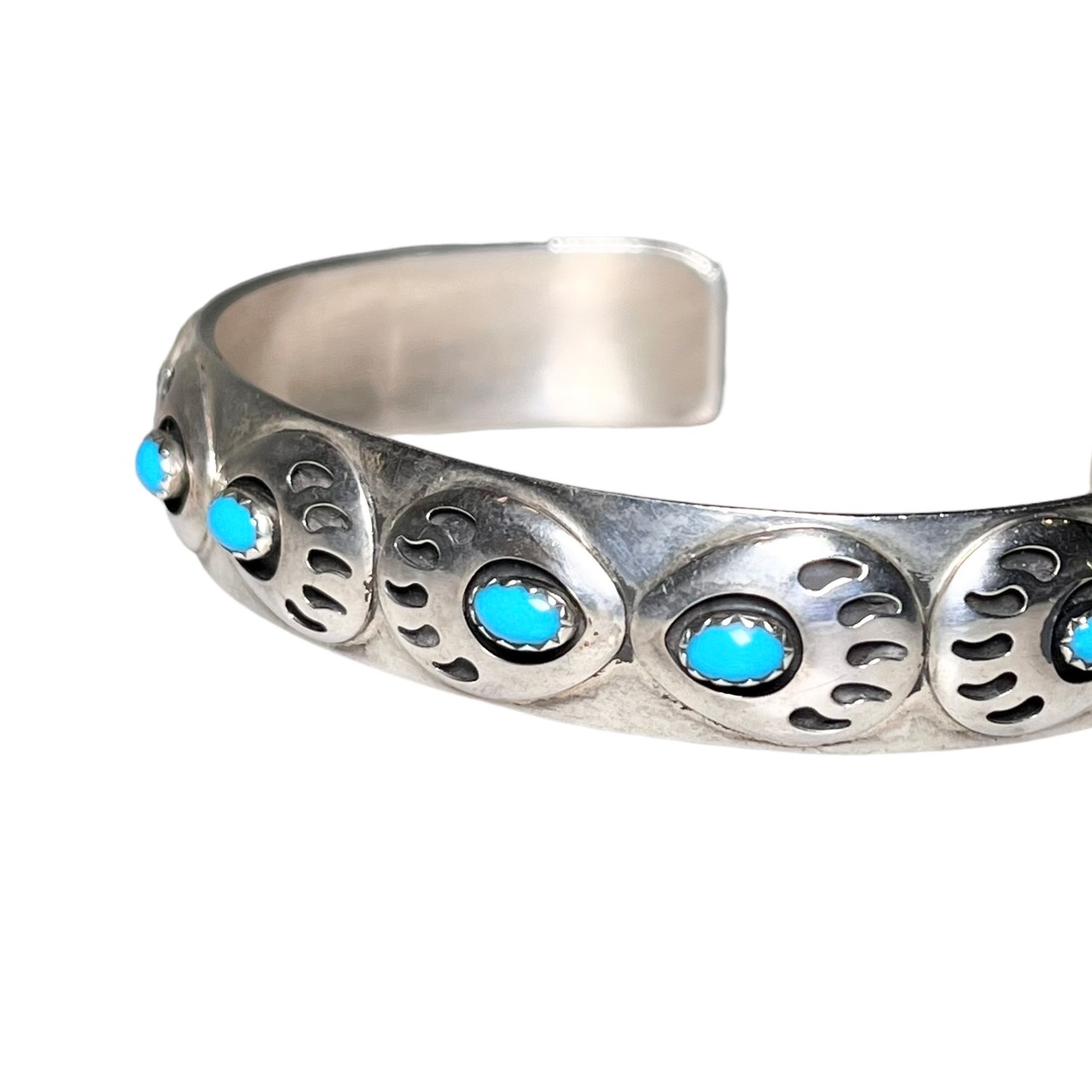Paul Livingston silver turquoise bangle "bear paw"