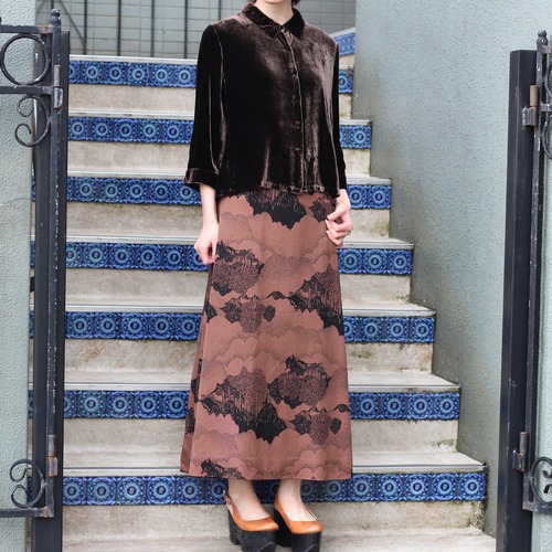 RETRO VINTAGE JAPANESE PATTERNED LONG SKIRT/レトロ古着和柄ロングスカート