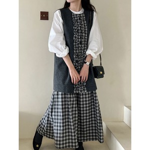 Frill check vest one-piece〈2colors〉