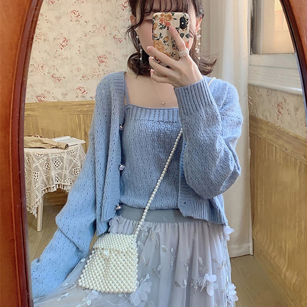 ニットカーディガン、ニット半袖2点セット スローン 2点セット