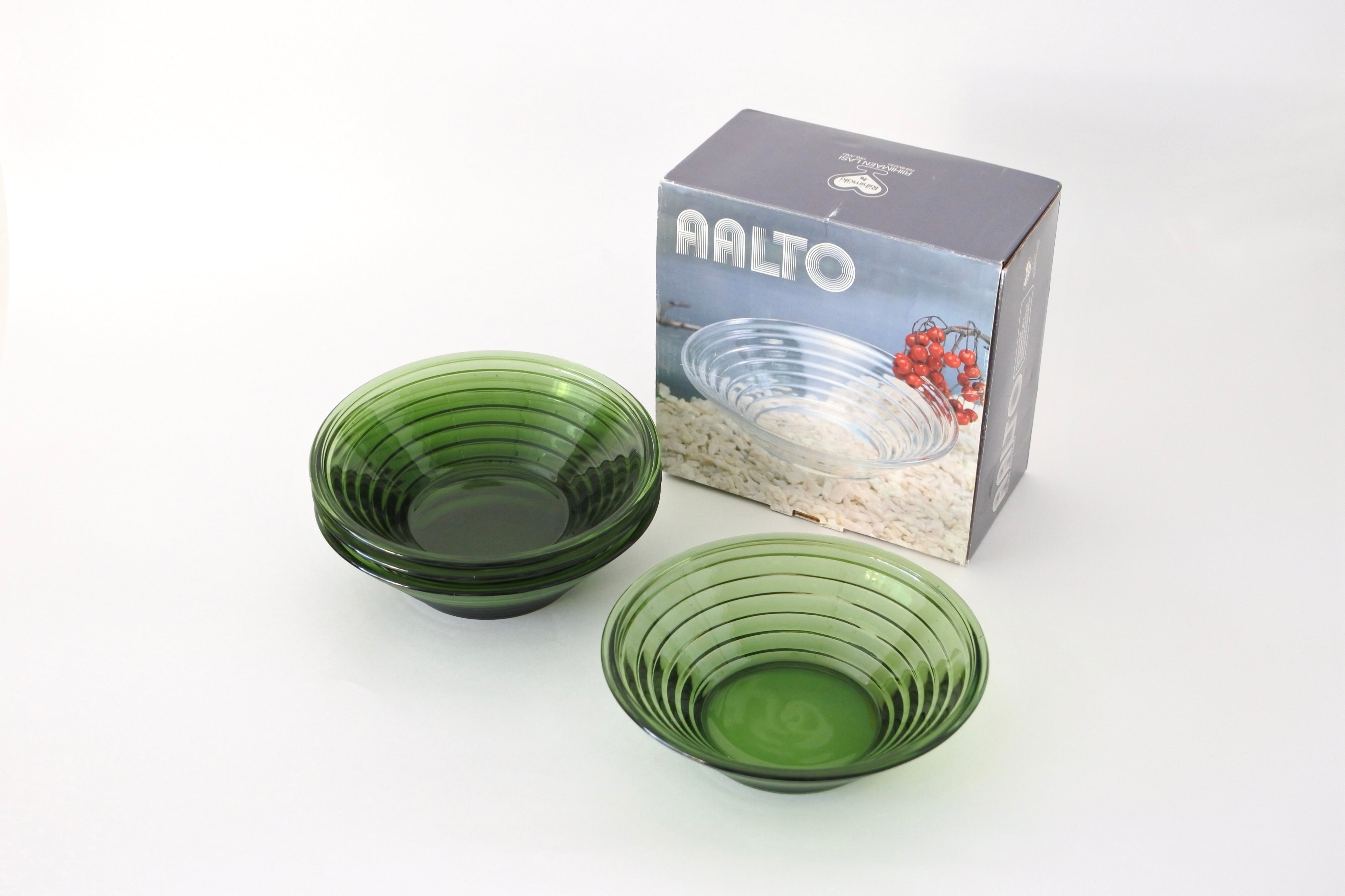 vintage RIIHIMÄKI AALTO green bowl 4p gift set / ヴィンテージ